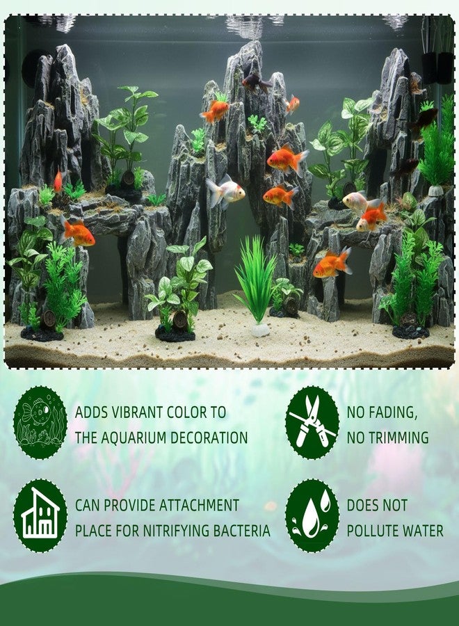 Maysing 14 Pcs Aquarium Decorations Fish Tank Artificial Plastic Plants Silk Aquarium Plants Aquatic Water Grass Foreground Decor for Fish Tank Decoration - Image 3